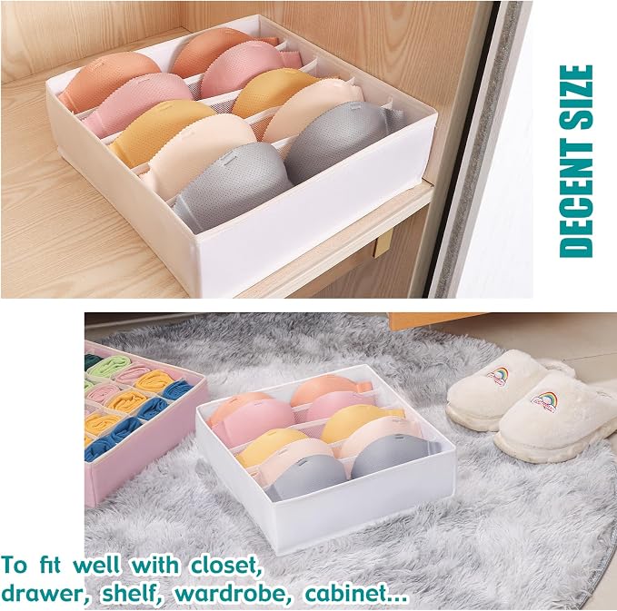Drawer under Cabinet Clothes Organizer 5 Cell Foldable Storage Cubes Underwear Drawer Organizer Dividers Storage Boxes for Bra, Underwear（White） - Image 4