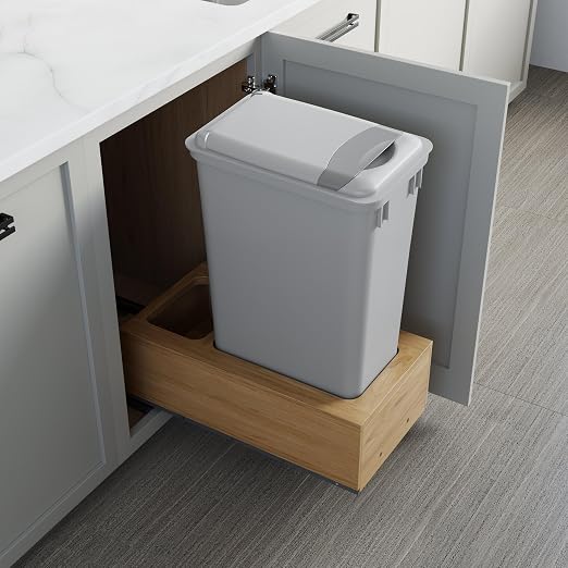Dowell Single 50Qt Undermount Trash Pull-Out Waste Container with Full Extension Soft-Close Slides, Bottom Mounted, Face Frame/Frameless Min. Cabinet Opening: 12-1/2 Inch Wide-4008 0115 50 - Image 6