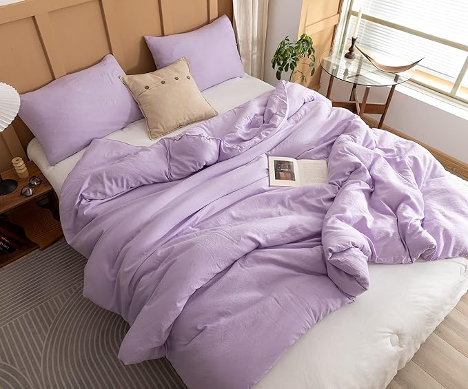 ROSGONIA Full Size Comforter Sets for Girls Boys Teens Lavender, 3pcs (1 Boho Comforter & 2 Pillowcases) Lightweight Kids Comforter Sets Blanket
