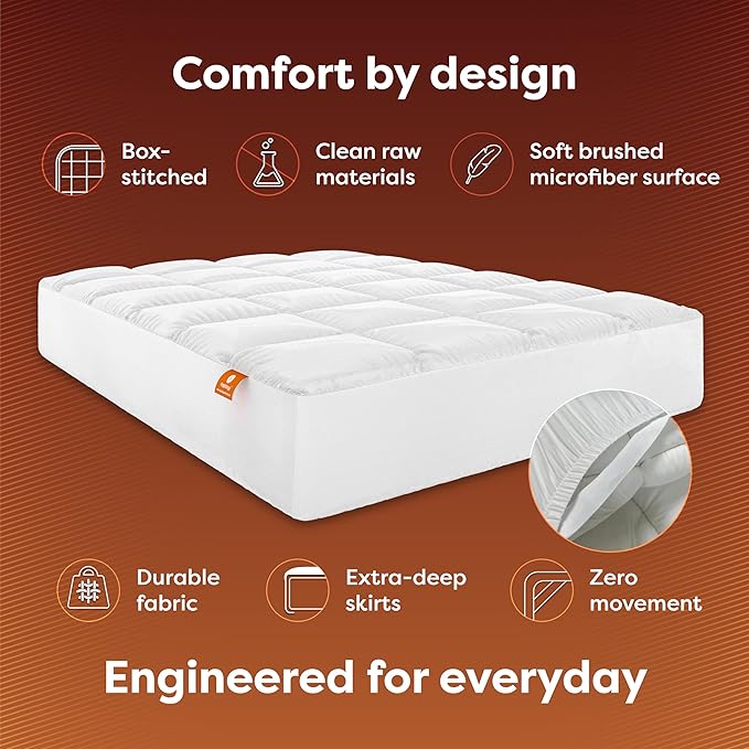 HOSPITOLOGY PRODUCTS Hypoallergenic Mattress Cover- Overstuffed - Deep Pocket - Goose Down Alternative Pillow Top Mattress Topper Twin - 39" W x 75" L