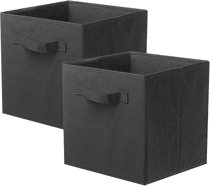 ShellKingdom Storage Bins, Foldable Fabric Storage Cubes And Cloth Storage Organizer Drawer For Closet And Toys Storage, 2 Pack (Black) by ShellKingdom