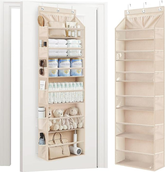 STORAGE MANIAC Over the Door Organizer Large Capacity Hanging Organizer, Clear Deep Pockets Behind Door Closet Organizer and Storage for Nursery, Bathroom, Bedroom, Pantry, 1 Pack Oat Beige by STORAGEMANIAC