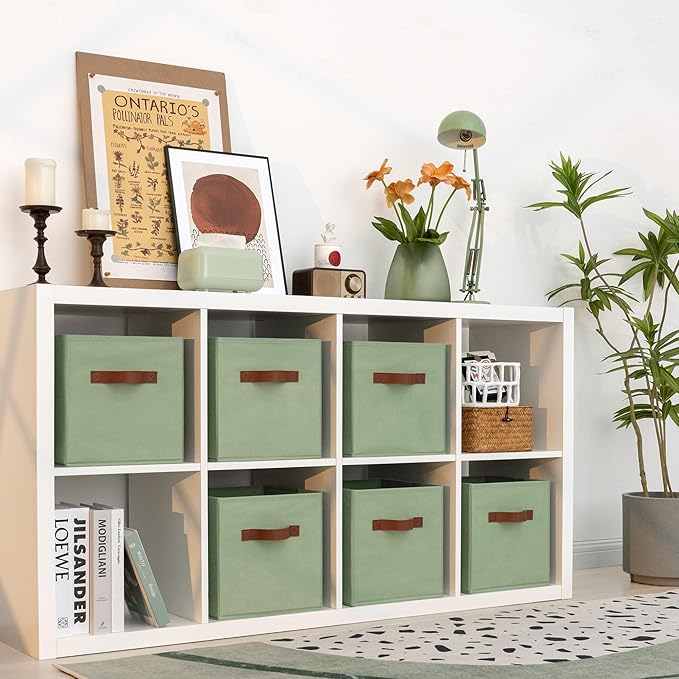 GRANNY SAYS 11 Inch Cube Storage Bins, Collapsible Fabric Storage Cubes with Handle, Closet Baskets for Organization, Storage Cubes for Shelves, Closet, Sage Green, 6-Pack - Image 5