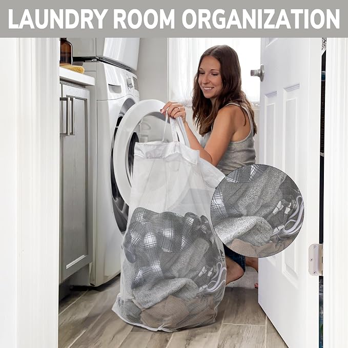 Goodpick Laundry Basket with Wheels, 75L Tall Clothes Hamper, Large Laundry Basket with Removable Wash Bag for Corner Dorm, Rolling Hamper, Pink&White - Image 5