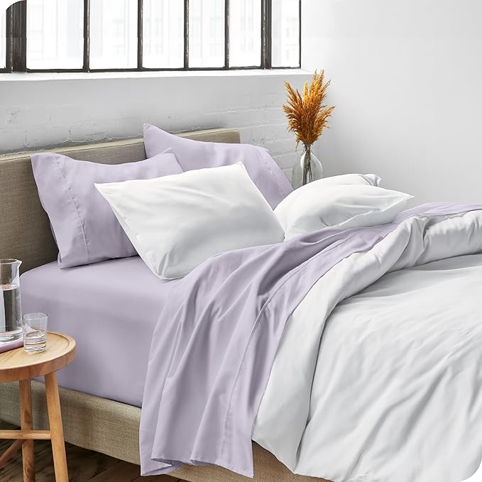 Bare Home Queen Sheet Set - 1800 Ultra-Soft Microfiber Queen Bed Sheets - Double Brushed - Deep Pockets - Easy Fit - 4 Piece Set - Bedding Sheets & Pillowcases (Queen, Light Lavender)