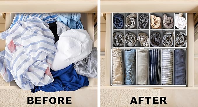 Simple Houseware Closet Underwear Organizer Drawer Divider Assorted 7 Pieces, Gray - Image 3