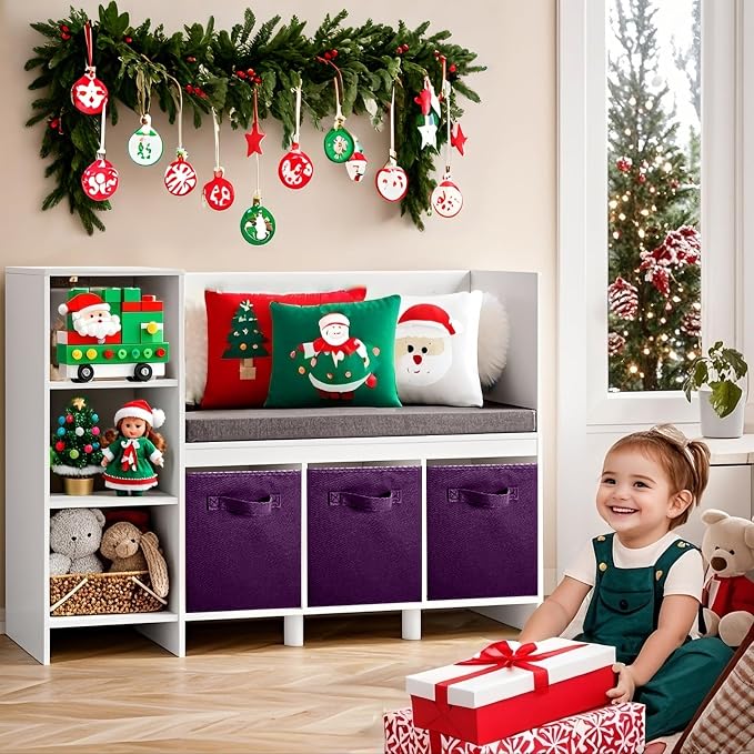 ShellKingdom Storage Bins, Foldable Fabric Storage Cubes And Cloth Storage Organizer Drawer For Closet And Toys Storage, 6 Pack (Purple) - Image 2