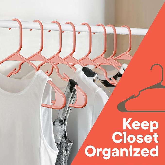 Plastic Clothes Hangers – Heavy Duty Hanger Set, for Organizing Clothes, Dresses, and Coat, Holds Up to 5 lbs, Space-Saving Hangers with Non-Slip Shoulder Grooves, Pack of 5, Brown - Image 5