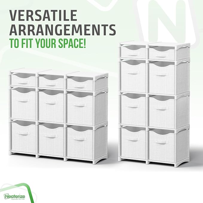 Cube Storage Organizer with Storage Bins Included - The Perfect Closet Organizers and Storage Solution. Includes 9 Storage Cubes, Great For Toy Storage, Closet Storage, Clothes Storage (White-Grey) - Image 5