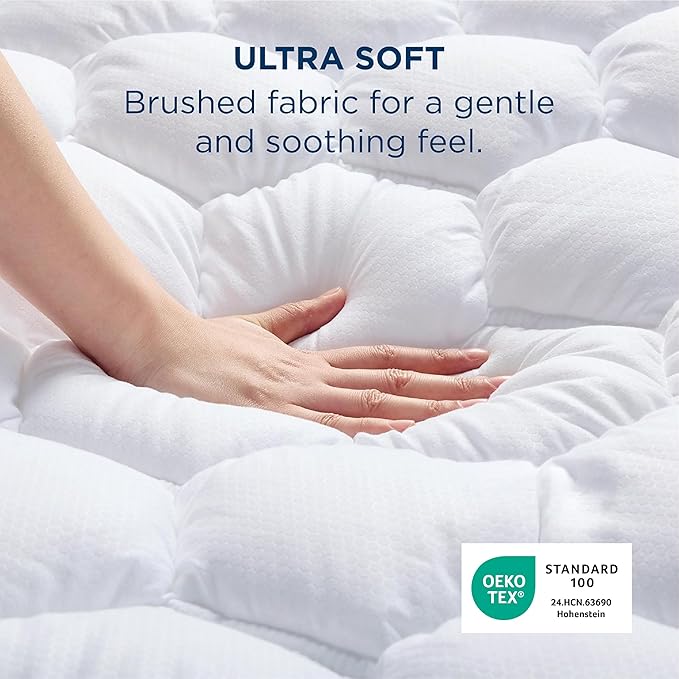 Bedsure California King Mattress Protector - Cal King Mattress Pad Topper with 8-21 Inches Deep Pocket, Quilted Fitted Soft Bed Cover Padded, White, 72x84 Inches