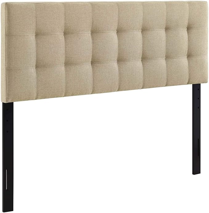 Modway Lily Tufted Linen Fabric Upholstered Full Headboard in Beige