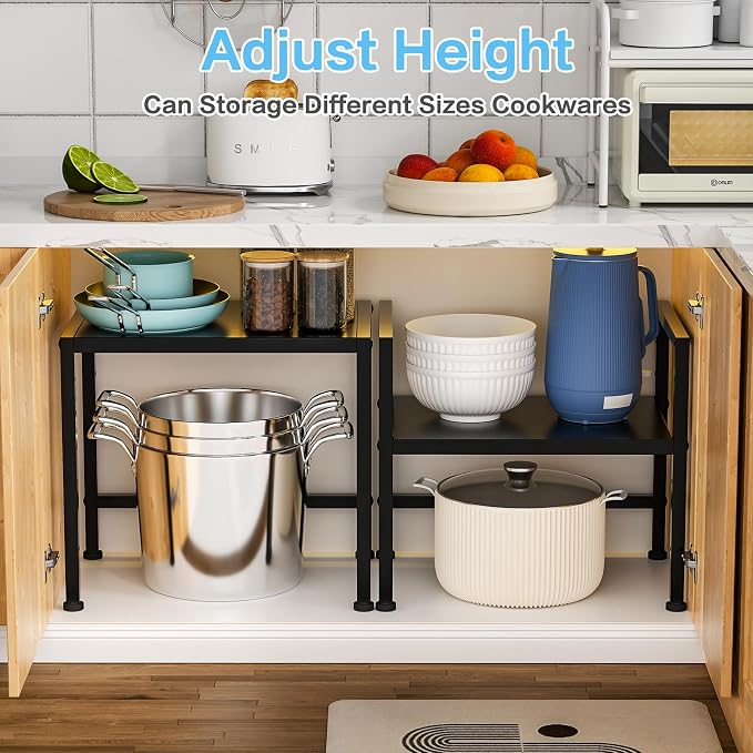17.3 Inches Metal Storage Shelves,150LBS Heavy Duty Shelving Units and Storage For Small Appliance,Adjustable Utility Storage and Organization Shelf Rack For Kitchen Cabinet Closet Under Sink Pantry - Image 4
