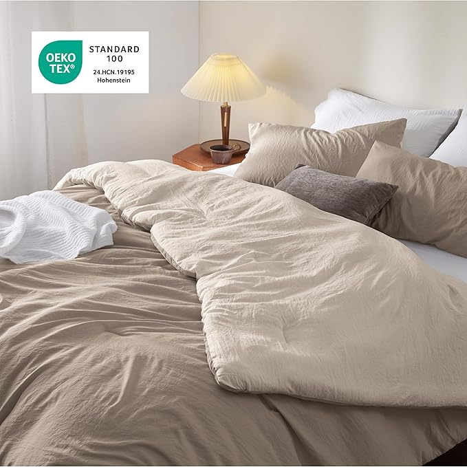 Bedsure King Comforter Set, Khaki Beige Soft Prewashed Bedding for All Seasons, 3 Pieces GentleSoft™ Bed Set, 1 Lightweight Comforter (104"x90") and 2 Pillowcases (20"x36")