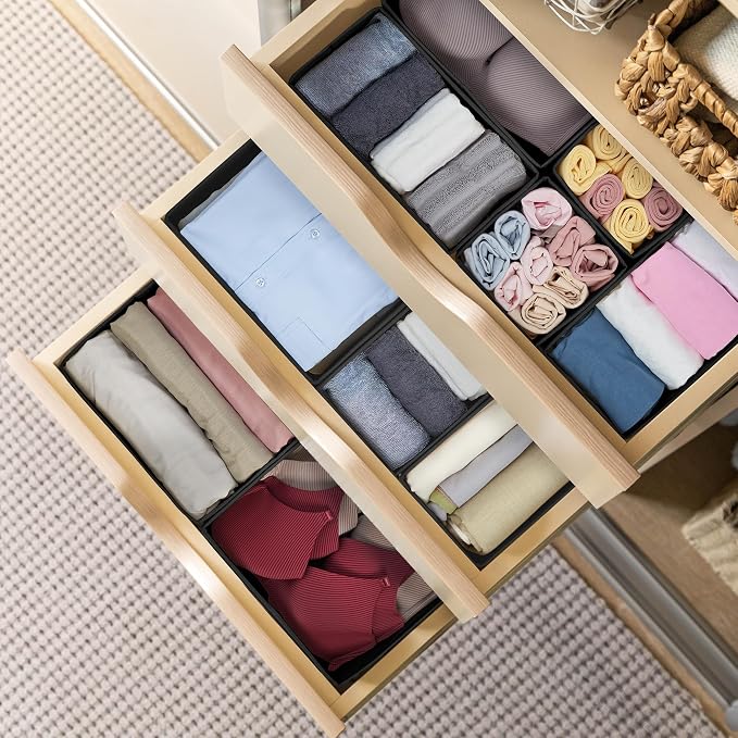 Kootek 16 Pack Drawer Organizer Clothes, Dresser Drawer Organizers for Clothing Fabric Foldable Closet Organizers and Storage Bins for Baby Clothes, Nursery, Underwear, Bras, Socks - Image 5