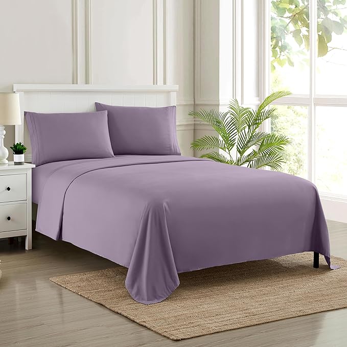 California King Sheet Sets - Breathable Luxury Sheets with Full Elastic & Secure Corner Straps Built In - 1800 Supreme Collection Cal King Deep Pocket Bedding Set, Sheet Set, California King, Plum