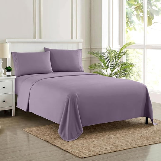 California King Sheet Sets - Breathable Luxury Sheets with Full Elastic & Secure Corner Straps Built In - 1800 Supreme Collection Cal King Deep Pocket Bedding Set, Sheet Set, California King, Plum