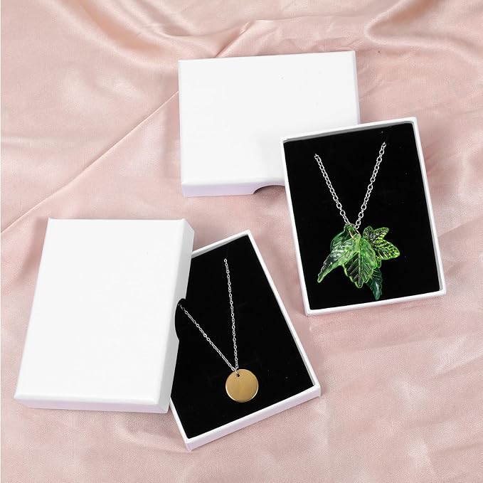 3 Pack Small Jewelry Gift Box, Necklace Bracelet Earring Cardboard Organizer, Cardboard Jewellery Box with Lids, Square Jewellery Gift Boxes for Birthday Xmas Christmas Wrapping (White) - Image 5