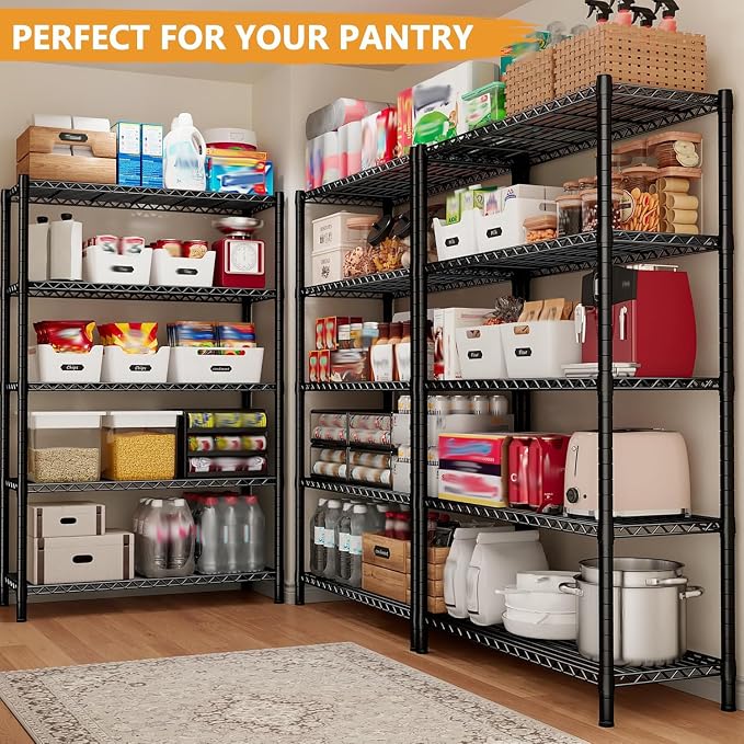 REIBII 72''H Metal shelving 5 Tire Storage Shelves for Garage Shelving Adjustable Wire Shelving Rack Heavy Duty Shelving Unit for Kitchen, Pantry, Laundry Room, Garage, Commercial, 72''H X36''W X14''D - Image 3