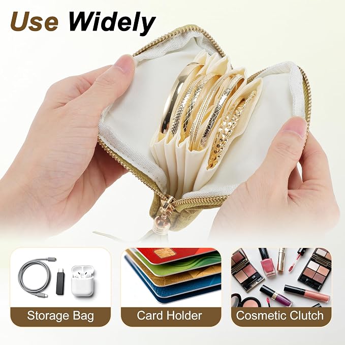 VOCOSTE Travel Jewelry Case, Portable Jewelry Organizer with 6 Independent Layers, Small Pouch Bag for Necklace Bracelet Rings Earring Storage, Women Gift Idea, Green - Image 2