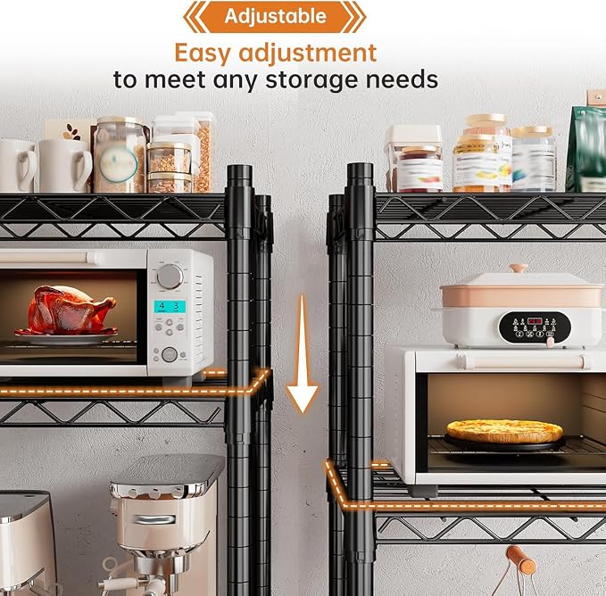 REIBII 72''H Metal shelving 5 Tire Storage Shelves for Garage Shelving Adjustable Wire Shelving Rack Heavy Duty Shelving Unit for Kitchen, Pantry, Laundry Room, Garage, Commercial, 72''H X36''W X14''D - Image 8