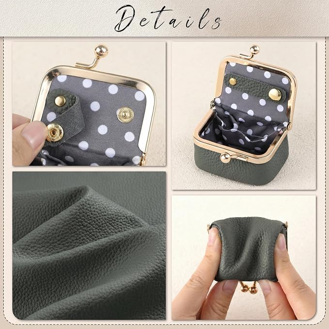 Zivyes Mini Jewelry Box Travel Small Coin Purse Organizer Case Genuine Leather Tiny Size (panel pale green) - Image 4