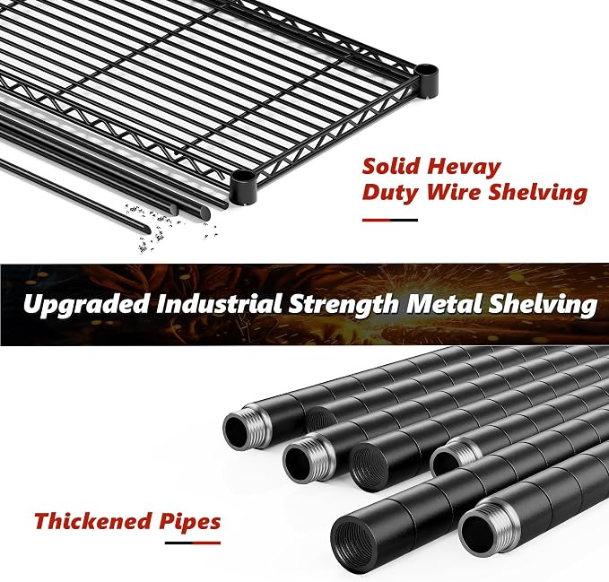 REIBII 72''H Metal shelving 5 Tire Storage Shelves for Garage Shelving Adjustable Wire Shelving Rack Heavy Duty Shelving Unit for Kitchen, Pantry, Laundry Room, Garage, Commercial, 72''H X36''W X14''D - Image 7