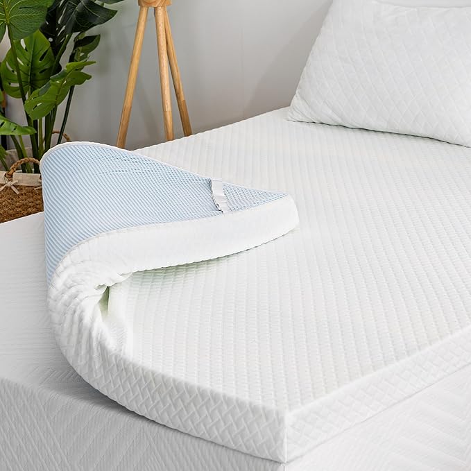 4 Inch Gel Memory Foam Mattress Topper Cal King Size, Cooling Bed Topper for Pressure Relief with Removable Breathable Soft Cover, CertiPUR-US Certified