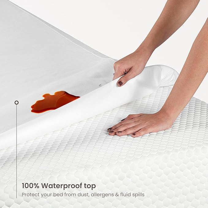 Bioweaves Organic Waterproof Mattress Protector – GOTS Certified Organic Cotton Twin Mattress Cover with Breathable Piqué Weave top Layer – 20 Inch Deep Pocket, White