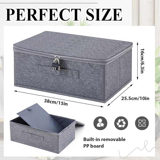 Briwooody Discreet Lockable Toy Bag Storage Organizer Toy Bag Storage Bins Case with Zipper Lid for Women and Men Clothes Container(Gray,15 x 10 x 6.3 Inch) - Image 2