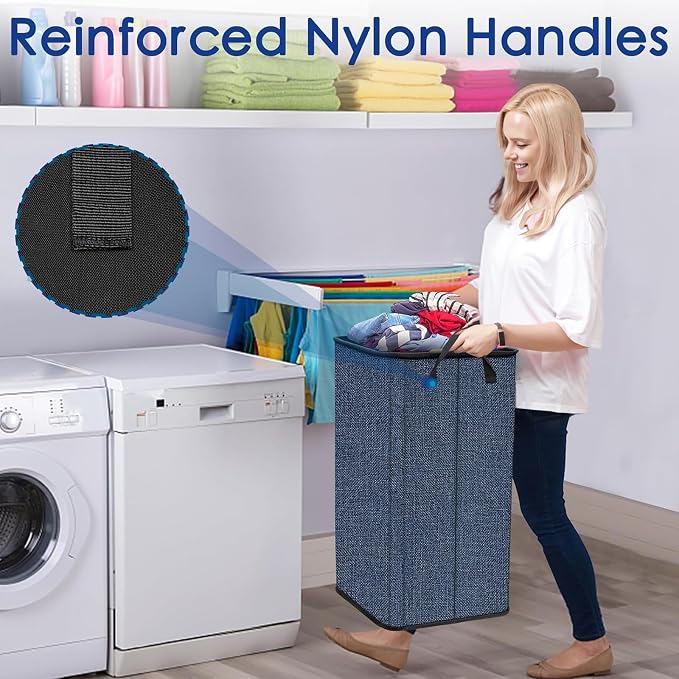 SNIGJAT Large Laundry Hamper, Tall Laundry Hamper with Sturdy Handles, Hampers for Laundry, Rectangular Dirty Clothes Hamper for Bedroom, Extra Large Laundry Basket for Clothes Toys, 80 L - Image 4