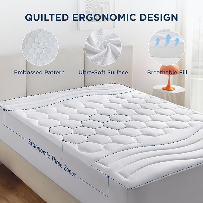 Bedsure California King Mattress Protector - Cal King Mattress Pad Topper with 8-21 Inches Deep Pocket, Quilted Fitted Soft Bed Cover Padded, White, 72x84 Inches