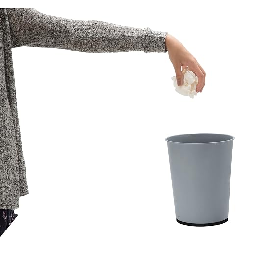 Bath Bliss 5 Liter Small Wastebasket | Round Open Top | Trash Can | Bathroom | Bedroom | Kitchen | Office | Dorm | Disposal Waste Bin | Garbage | Grey - Image 2