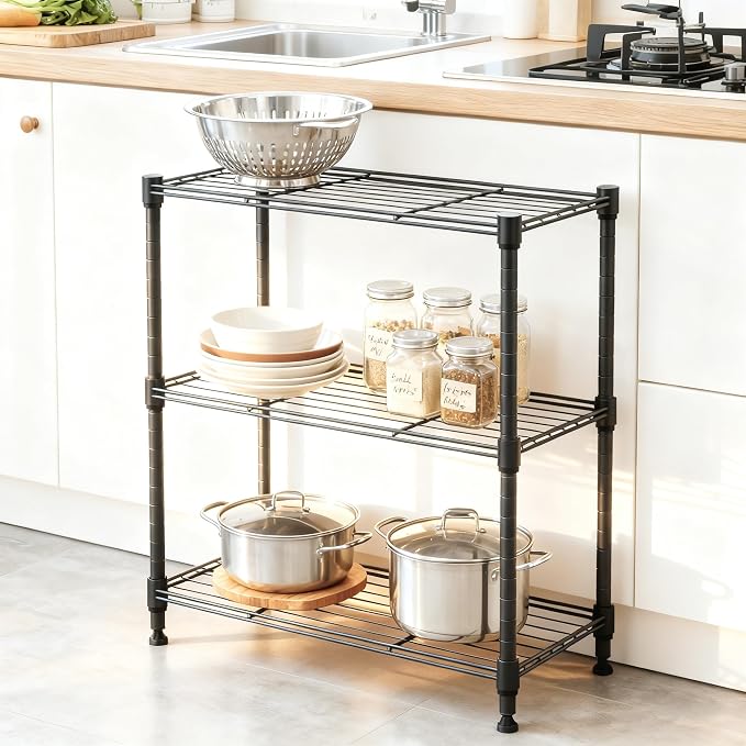 M MZG 450 lbs Steel Storage Shelving 3-Tier Utility Shelving Unit Steel Organizer Wire Rack for Home,Kitchen,Office (11.8" D x 17.7" W x 26.3" H) - Image 6