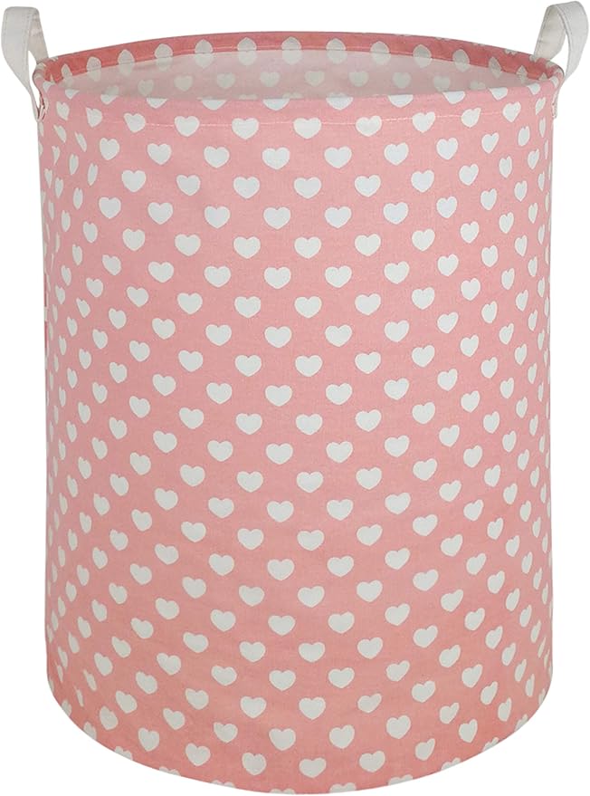 MAIZMZ Pink Laundry Basket Kids Hamper Storage Bins Girls Nursery Hamper Waterproof Organizer Toy Box Large Canvas Collapsible Chest for for Bedroom,Clothes Organizer Basket,Toys Bin,Room Decor by Unknown