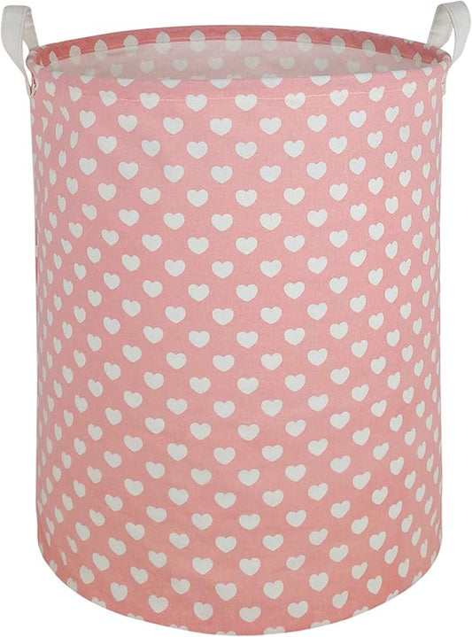 MAIZMZ Pink Laundry Basket Kids Hamper Storage Bins Girls Nursery Hamper Waterproof Organizer Toy Box Large Canvas Collapsible Chest for for Bedroom,Clothes Organizer Basket,Toys Bin,Room Decor by Unknown