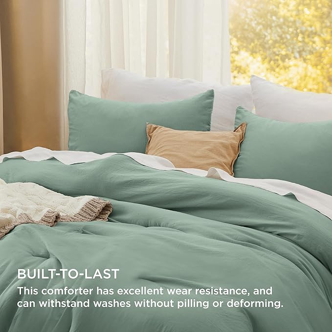 Bedsure California King Comforter Set, Sage Green Soft Prewashed Bedding for All Seasons, 3 Pieces GentleSoft™ Bed Set, 1 Lightweight Comforter (104"x96") and 2 Pillowcases (20"x36")