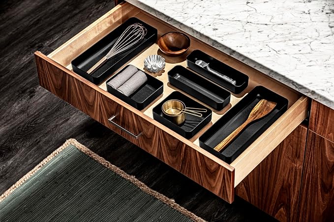 madesmart Soft Large Storage Bin, Multipurpose Organizer for Kitchen, Bathroom & Office, Organizer for Cutlery, Peeling Tools, Spatulas, Non Slip, Soft Grip Lining, Durable, Carbon - Image 6