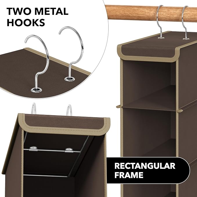 Simple Houseware 10 Shelves Hanging Shoes Organizer Holder for Closet, Brown - Image 6