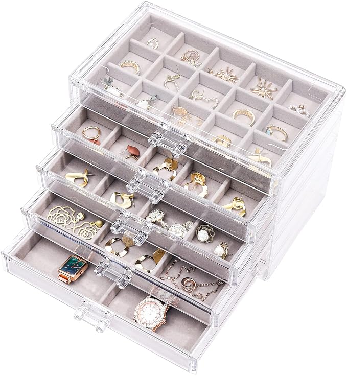 Cq acrylic Jewelry Organizer With 5 Drawers by Cqacrylic
