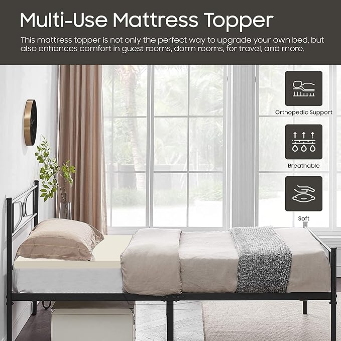 Treaton 1-inch Soft Foam Toppers with Orthopedic Benefits | Provides Proper Back Support and Relieves Pain, Extends Mattress Topper Life, Improves Better Posture, King, Green