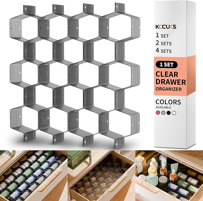 Honeycomb Separator Adjustable Drawer Organizer Divider for Underwear Belt-Scarf Socks Organizer (Black(1pc)) by Kocuos+