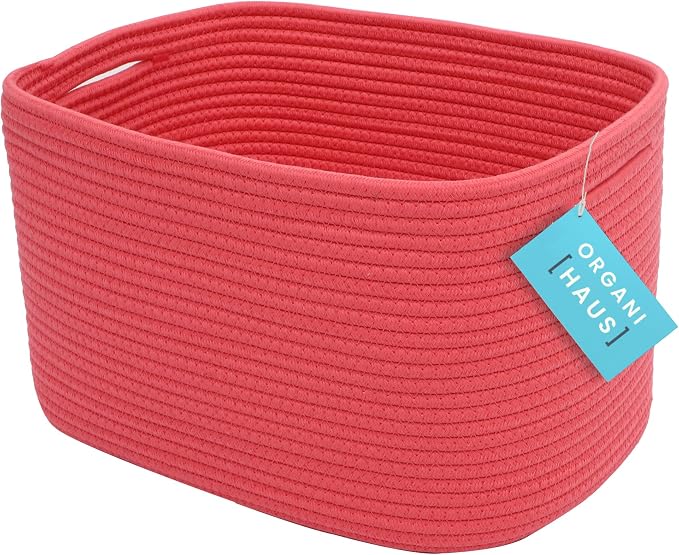 OrganiHaus Red Rainbow Basket - Colorful Woven Storage Basket for Playroom, Nursery & Classroom Decor & Toy Storage, 15x9x10 by OrganiHaus