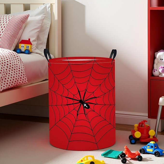 Baby Laundry Basket Baby Nursery Hamper Kids Laundry Basket Toy Storage Bin for Boys Room Decor Gift Baskets for Bedroom Bathroom(Spider Web) - Image 2