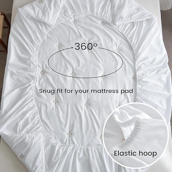 Simple&Opulence Cooling Quilted Mattress Pad – Fitted Sheet Mattress Protector Cover with Elastic Corners, Soft & Breathable, 16 Inch Deep Pocket (White,King)