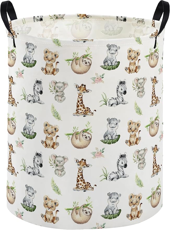 Kids Laundry Basket Animal Hamper for Nursery Animals Hamper Kids Storage Bin Room Decor for Home(Jungle animal) by DDBASKET