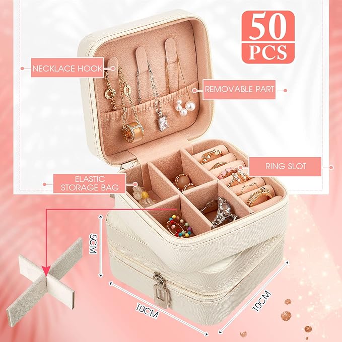 Taiyin Travel Jewelry Case, Bridesmaid Gifts Mini Jewelry Organizer, PU Leather Portable Earring Box for Women Girls - Image 2