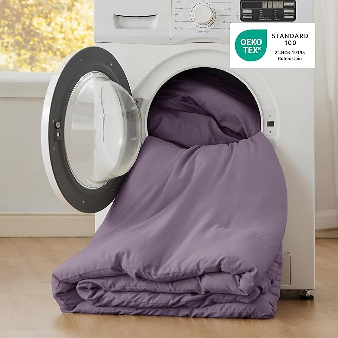 Bedsure Super King Comforter Set, Grayish Purple Soft Prewashed Bedding for All Seasons, 3 Pieces GentleSoft™ Bed Set, 1 Lightweight Comforter (120"x120") and 2 Pillowcases (20"x36")