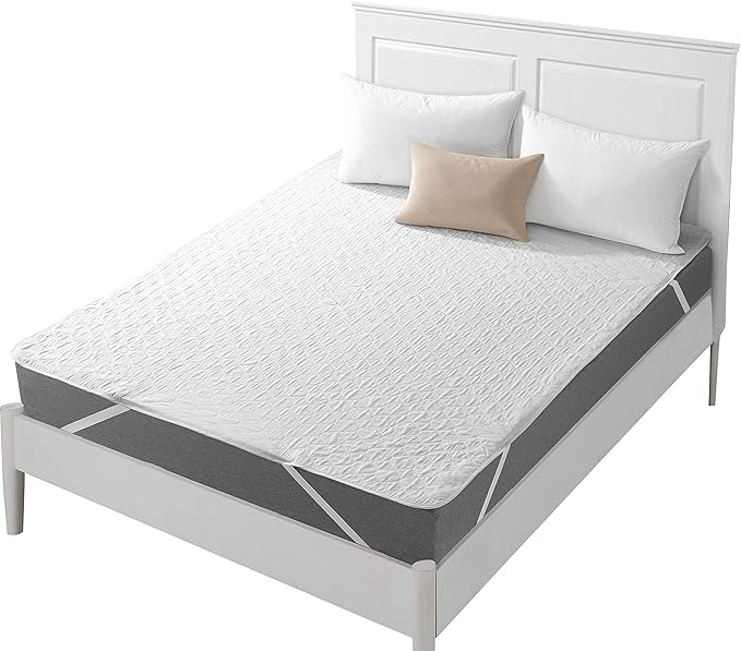 Quilted Fitted Mattress Pad Cover Waterproof Twin Mattress Protector Topper with Highly Absorbent Fill Layer Soft Cotton Blend Surface, Breathable, Deep Pocket (Twin)