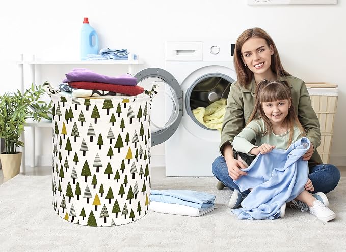 Collapsible Kids Laundry Basket Clothes Hamper, Foldable Storage Organizer Bin, Toy Clothes Storage with Handles for Boys Girls Bedroom, Room Decor Christmas Tree - Image 4