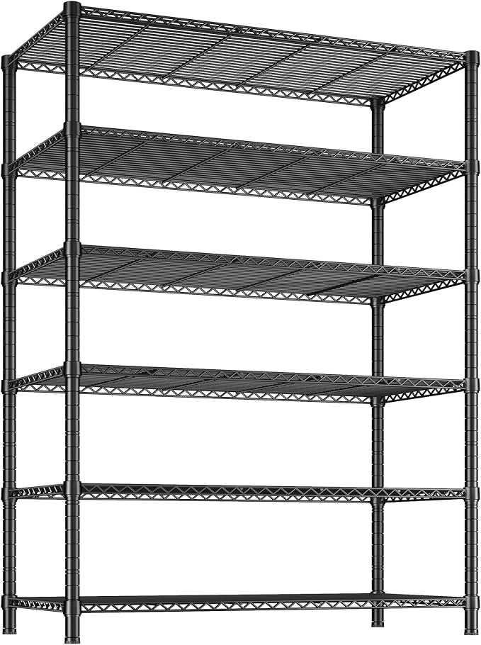 REIBII 6 Tier Wire Shelving,1800LBS Storage Shelves Metal Shelves for Storage Rack,75''H Adjustable Garage Shelving Heavy Duty Shelving Units Pantry Shelf Kitchen,75''HX35.5''WX18''D by REIBII
